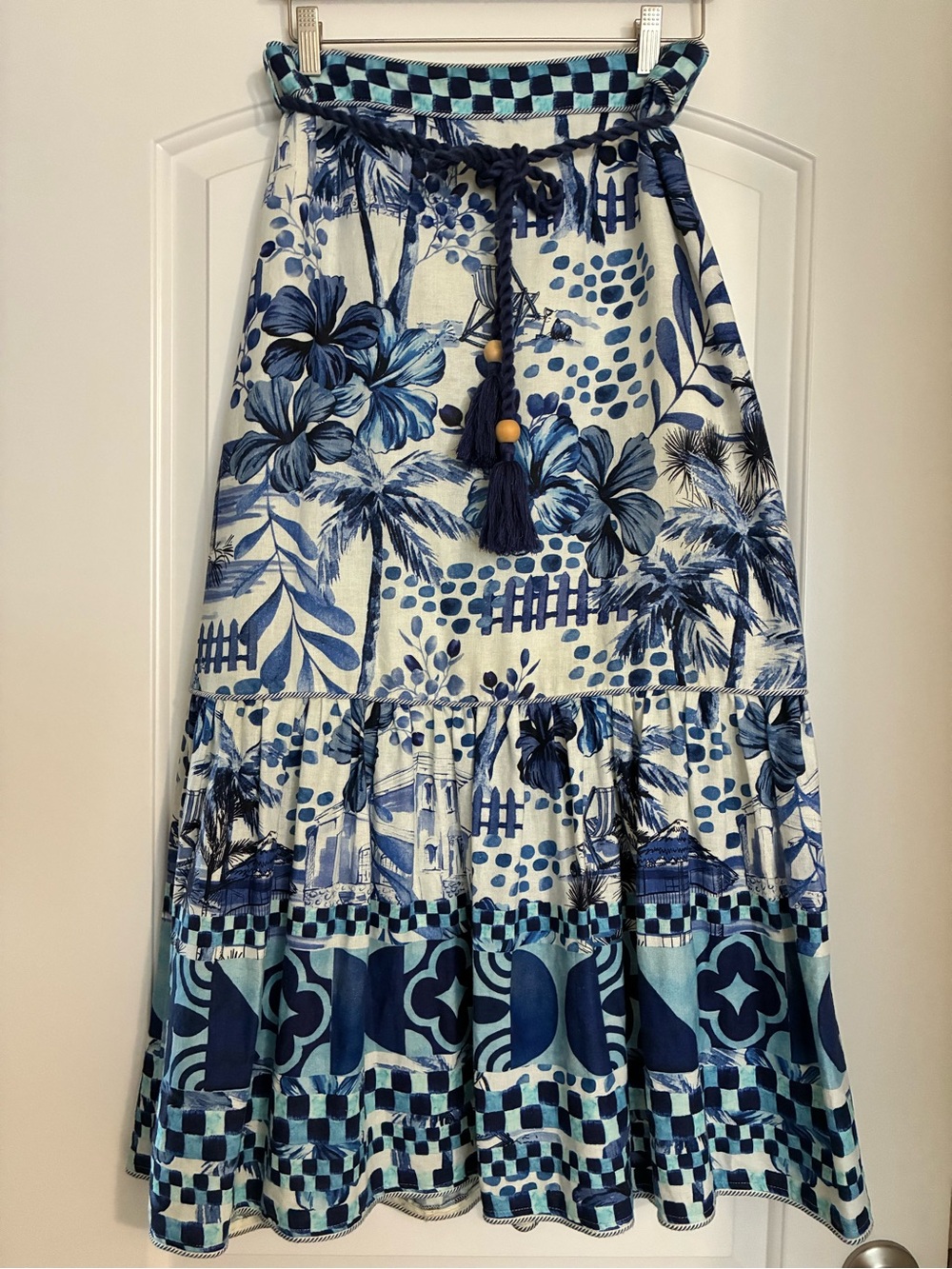 House of Harlow Linen Blend Midi Skirt Small